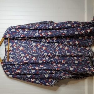 Japna One Size Blue Pattern Kimono Duster‎ Open
